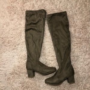 Over the knee tan boots